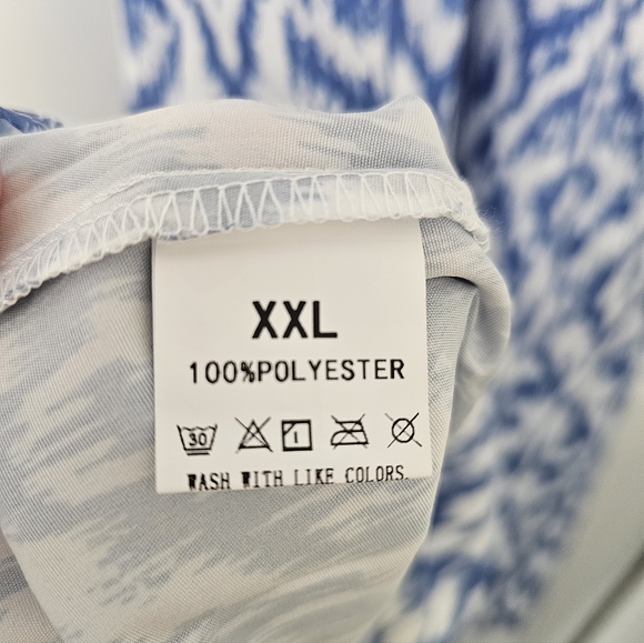 TRÏBE FASHION Blue & White Halter Midi Dress Size XXL 14 - Picture 6 of 7